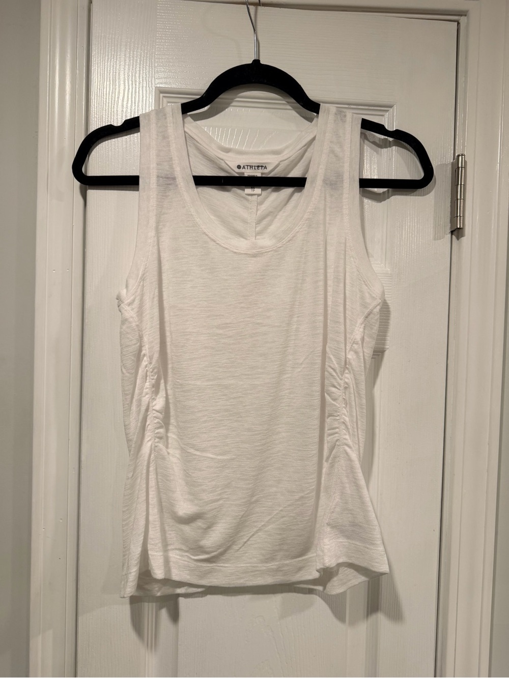 NWOT Athleta Size XS White Ruched Side & Back Tank Top Sleeveless Modal Blend